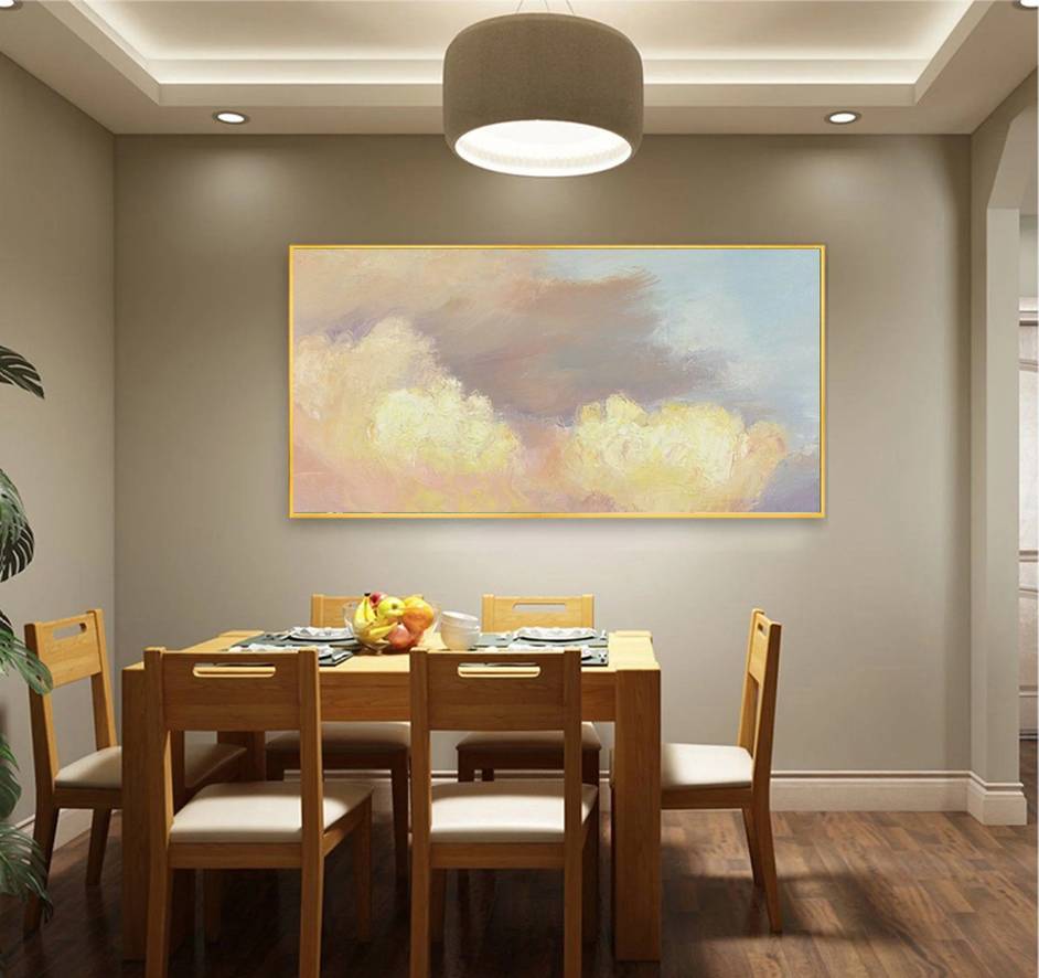 Pink Handmade Cloud Room Living Abstract Canvas Wall Art DC46N